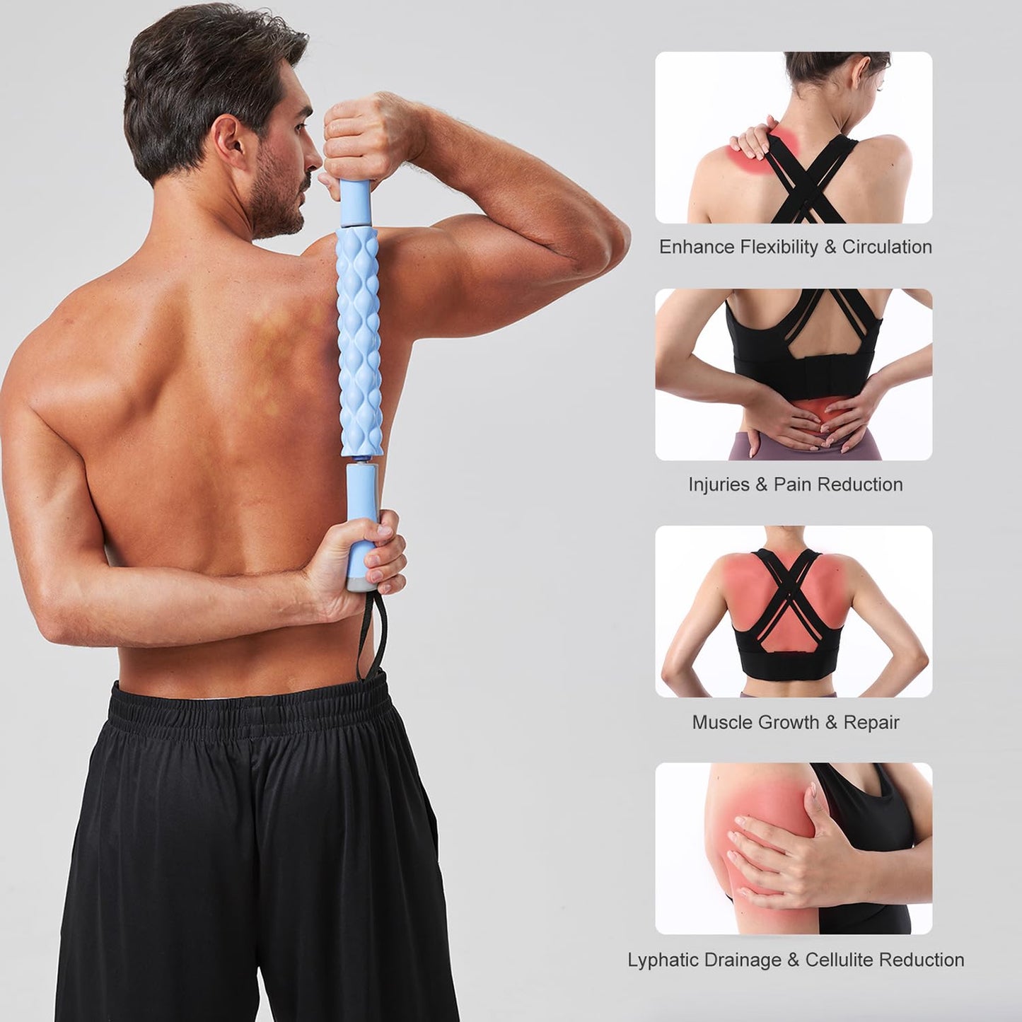 Muscle Roller, Massage Roller Stick for Athletes, Help Reducing Muscle Soreness Cramping Tightness Leg Arms Back Calves Muscle Massager