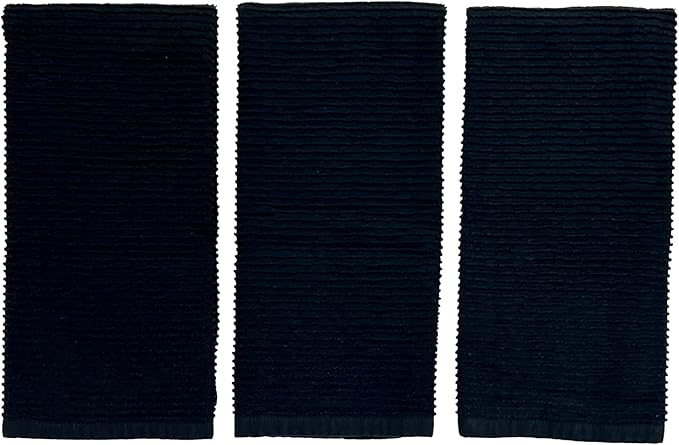 Serafina Home Oversized Solid Color Black Kitchen Dish Towels: 100% Cotton