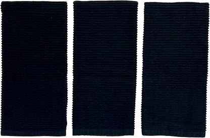 Serafina Home Oversized Solid Color Black Kitchen Dish Towels: 100% Cotton