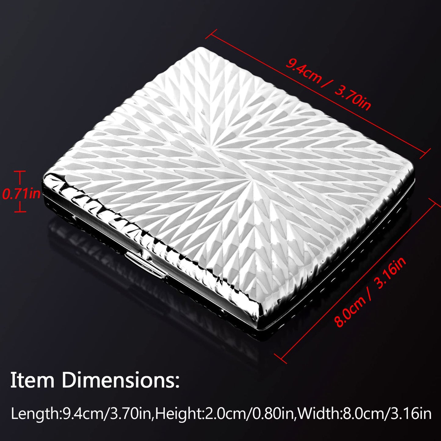 Goshentech Embossed Fashion case,Holds 18-20 85mm King Size,Showing The concave Seniority,Metal Holder case,Gift Box Packaging(Chrome Plated)
