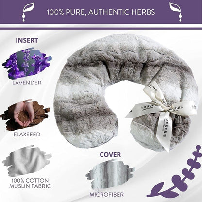 Sonoma Lavender Luxury Eucalyptus/Lavender Heatable/Chillable Neck Pillow, Microwaveable for Neck and Shoulders with Removable Washable Covers, Great for Relaxation and Pain Relief (Green Dot)