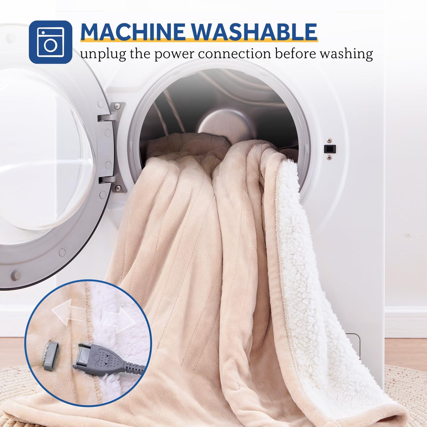 Sealy Electric Blanket with Foot Pocket for Adults, Flannel & Sherpa Heated Blanket Throw with 6 Heating Levels & 2-10 Hours Auto Shut Off, Fast Heating & Machine Washable, 50x62 Inch, Dark Grey