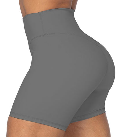 Sunzel 8" Waist Biker Shorts for Women No Front Seam Soft Yoga Workout Gym Bike Shorts Tummy Control Squat Proof Charcoa Grey Small