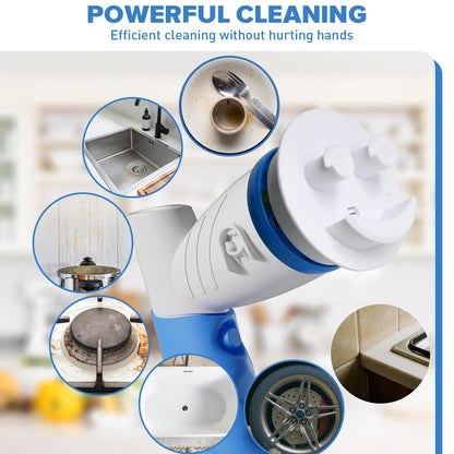 Electric Spin Handle for Scrub Daddy/Mommy Sponges with 6 Replacement Brush Heads, Power Scrubber Electric Cleaning Wand Brush for Sink/Window/Tub/Tile/Floor,Waterproof, Cordless and Rechargeable