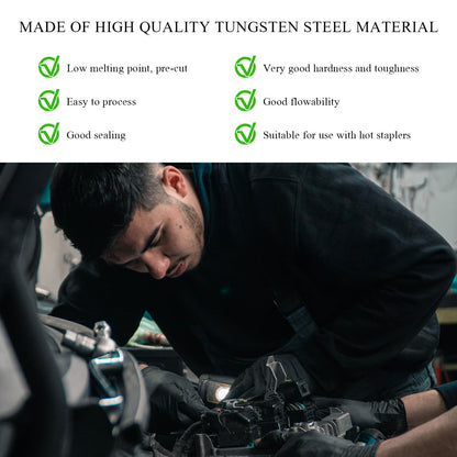 Gasedin 1000 PCS Hot Staples Bumper Welding Rods, 0.6mm 0.8mm Bumper Repairing Plastic Welding Kit, Metal Wave Shape Hot Staple Welding Wire for Machine Repair, Car Accessories