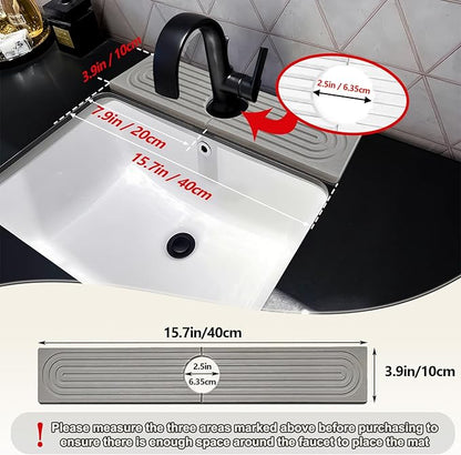 Kitchen Faucet Absorbent Mat, 15.7" Long Stone Faucet Mat