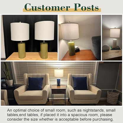 20.25/inch Modern Ceramic Table lamp Set of 2 Small Farmhouse Bedside lamp Dark Grey Nightstand Lamp End Table Lamps for Living Room Bedroom Study Office AMZ-T1109DG0