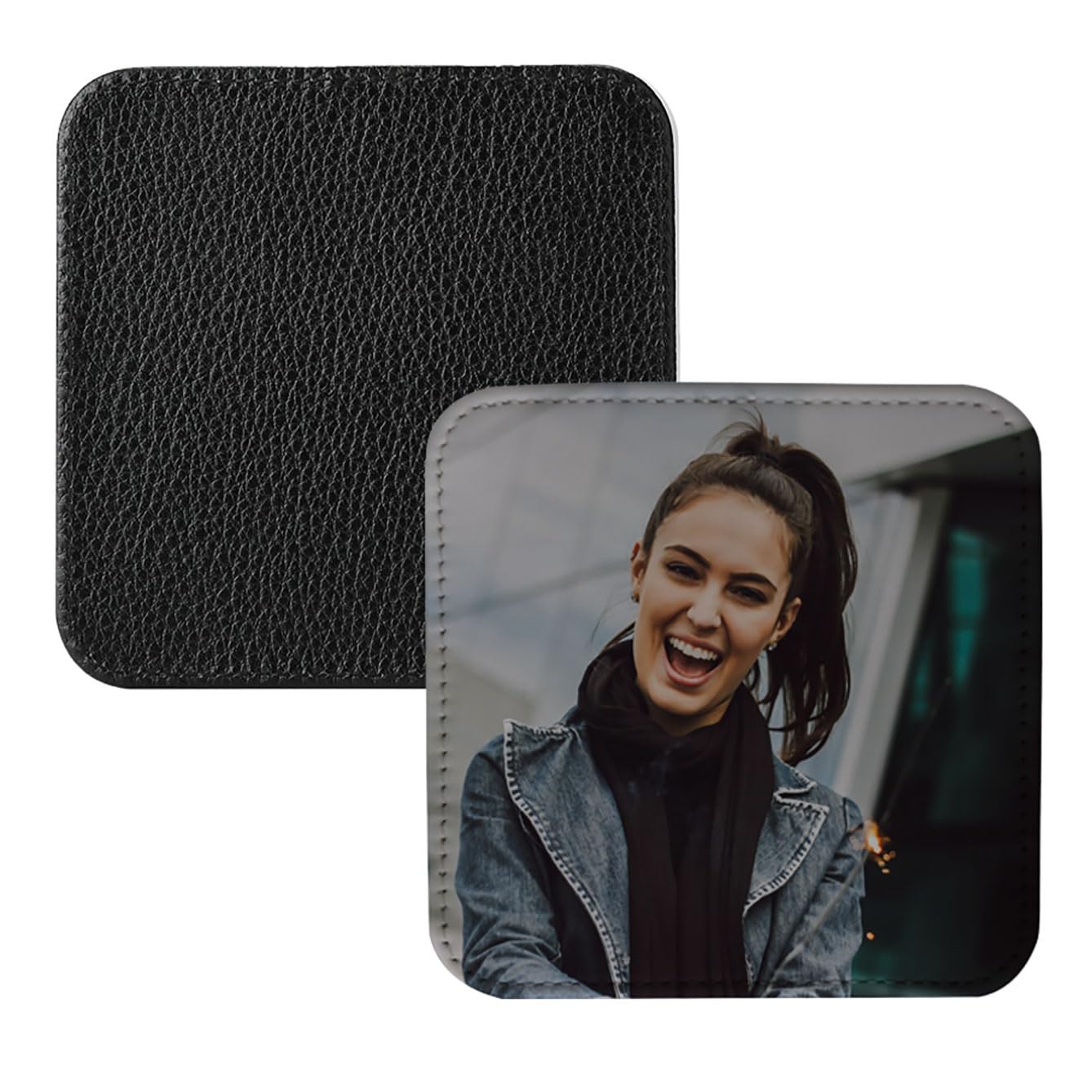 10 Pcs Leather Sublimation Coasters Blanks Bulk with Sewn Edge, 4x4 Inch Thin Sublimation Blank Cup Mat Heat Transfer Press DIY Crafts (Square (10 pcs 4x4 Inch))