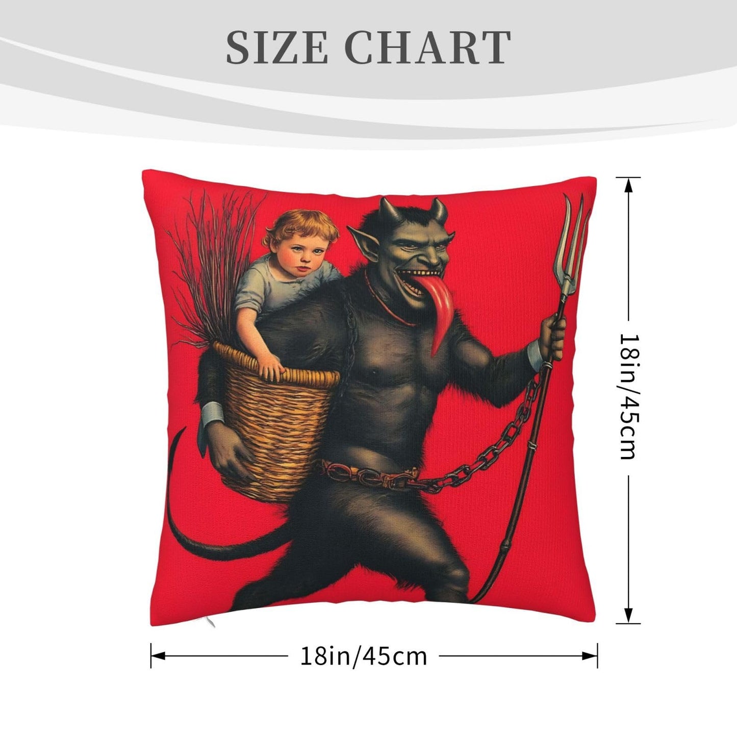 Yaateeh Krampus Christmas Folklore Red Throw Pillow Covers Decorative 18x18 Inch Pillowcase Square Cushion Cases for Home Sofa Bedroom Livingroom