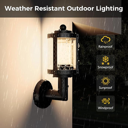 XMCOSY+ Outdoor Wall Lights, 1100LM LED Wall Sconces, Smart RGBW Porch Lights Outdoor, WiFi APP Control, Compatible with Alexa, Adjustable Dual-Head IP65 Waterproof Wall Lanterns, 2 Pack