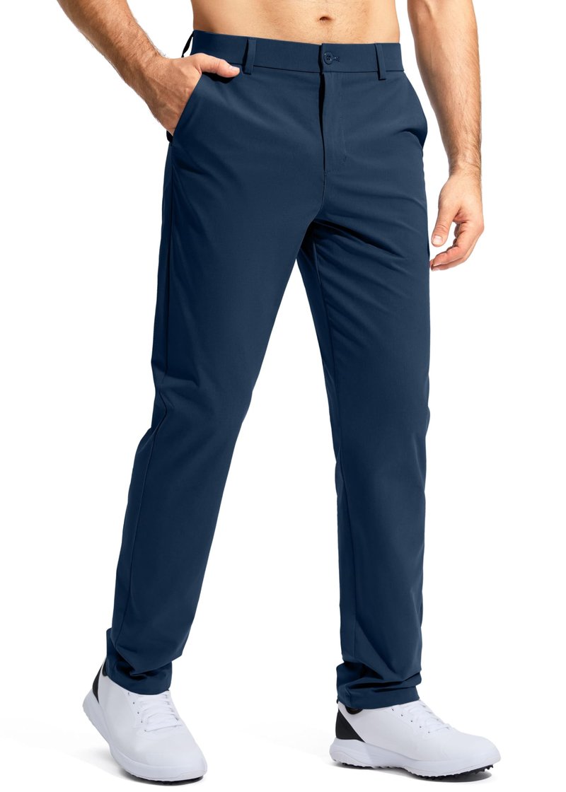 Pudolla Dress Pants for Men Golf Pants Stretch Work Dress Comfy Pants 34 Lightweight Quick Dry Casual Slacks Trousers(Navy 33Wx34L)