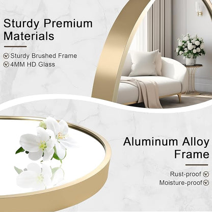 17x30 inch Oval Bathroom Mirror, Gold Vanity Wall Mirror with Brushed Metal Frame, Oval Mirrors for Bathroom, Entryway, Over Sink, Living Room