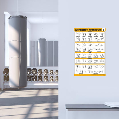 Palace Learning 3 Pack - Suspension Workout Posters - Volume 1 & 2 + Bodyweight Exercises Poster Set - Set of 3 Workout Charts (LAMINATED, 18" x 24")