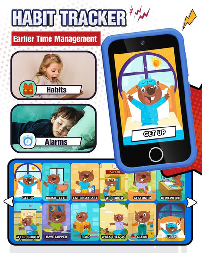 Kids Smart Phone, Spider Toys Phone for Boys 3 4 5 6 7 8 Years Old, Dual Camera, 3.5'' Touchscreen Kid Phones, Educational Toy for Toddler Kids Christmas Birthday Gifts, ABC Learning, Habit Tracker