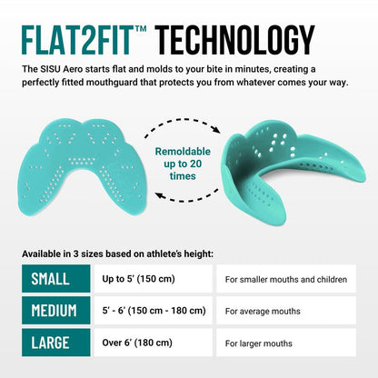 SISU Aero Medium Mouthguard, Awesome Aqua - 30% Stronger Protection for Lacrosse, Football, Hockey, Roller Derby, Team Sports - Remoldable Up to 20 Times - Ultra Slim - Works for Braces - Non Toxic