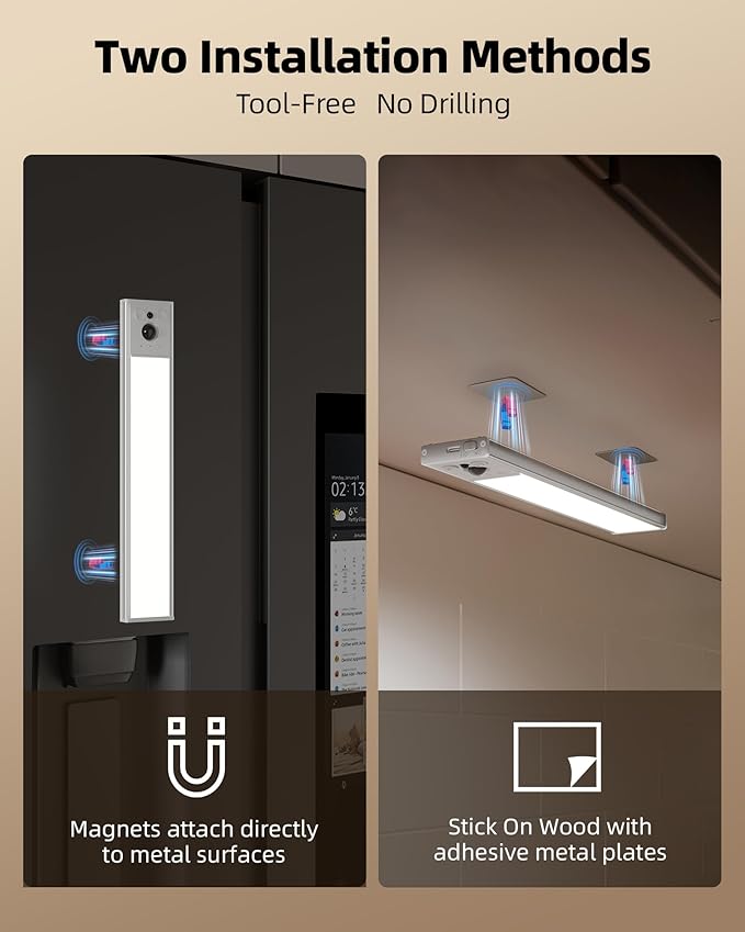 EZVALO 3 Pack Under Cabinet Lighting, 3200mAh Rechargeable Motion Sensor Light, 12inch Magnetic Closet Lights with Dimmable & 3 Color Temps, Wireless Motion Activated Lights with Remote for Kitchen