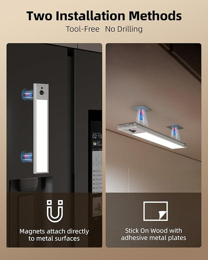 EZVALO 3 Pack Under Cabinet Lighting, 4000mAh Rechargeable Motion Sensor Light, 16inch Magnetic Closet Lights with Dimmable & 3 Color Temps, Wireless Motion Activated Lights with Remote for Kitchen