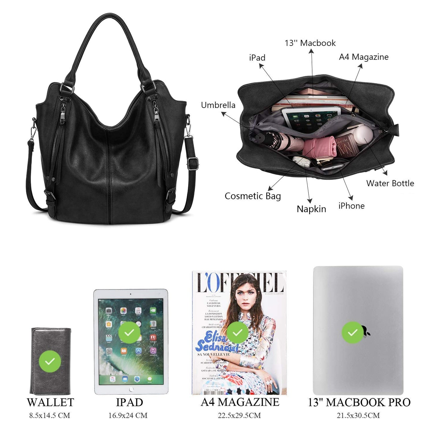 Tote Bag for Women PU Leather Shoulder Bags Fashion Hobo Bags Large Purse and Handbags with Adjustable Shoulder Strap