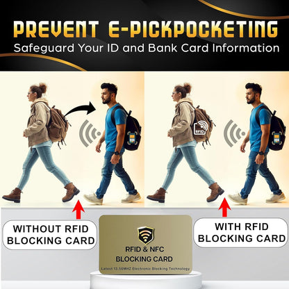 SaiTech IT RFID Cards, 5 Pack One Card Protects Entire Wallet Purse For Men & Women, NFC Contactless Bank Debit Credit Card Protector ID ATM Guard Card – Golden