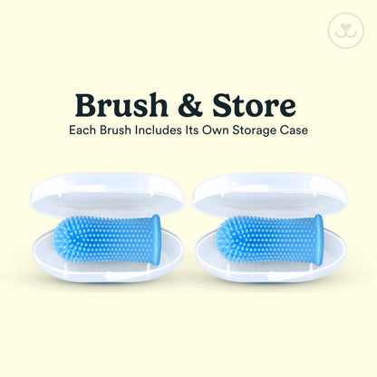 Jasper Dog Toothbrush, 360 Dog Tooth Brushing Kit, Finger Toothbrush, Cat Tooth Brush, Teeth Cleaning, Pet Tooth Brush for Small & Large Pets, Pet Toothpaste Not Included, 2-Pack Blue