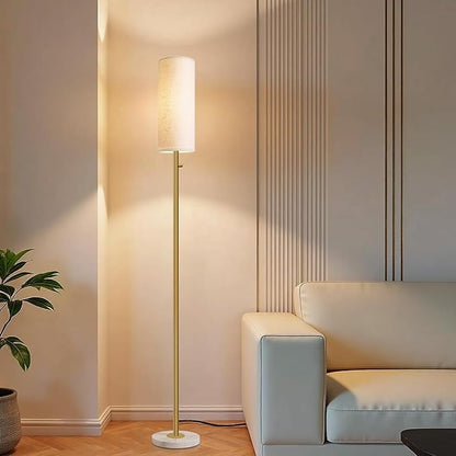 Gold Floor Lamp,Dimmable Floor Lamps for Living Room,Modern Standing Lamp with Marble Base,LED Bulb Included,Tall Floor Lamp for Bedroom, Living Room,Office,Reading and Nursery(Gold)