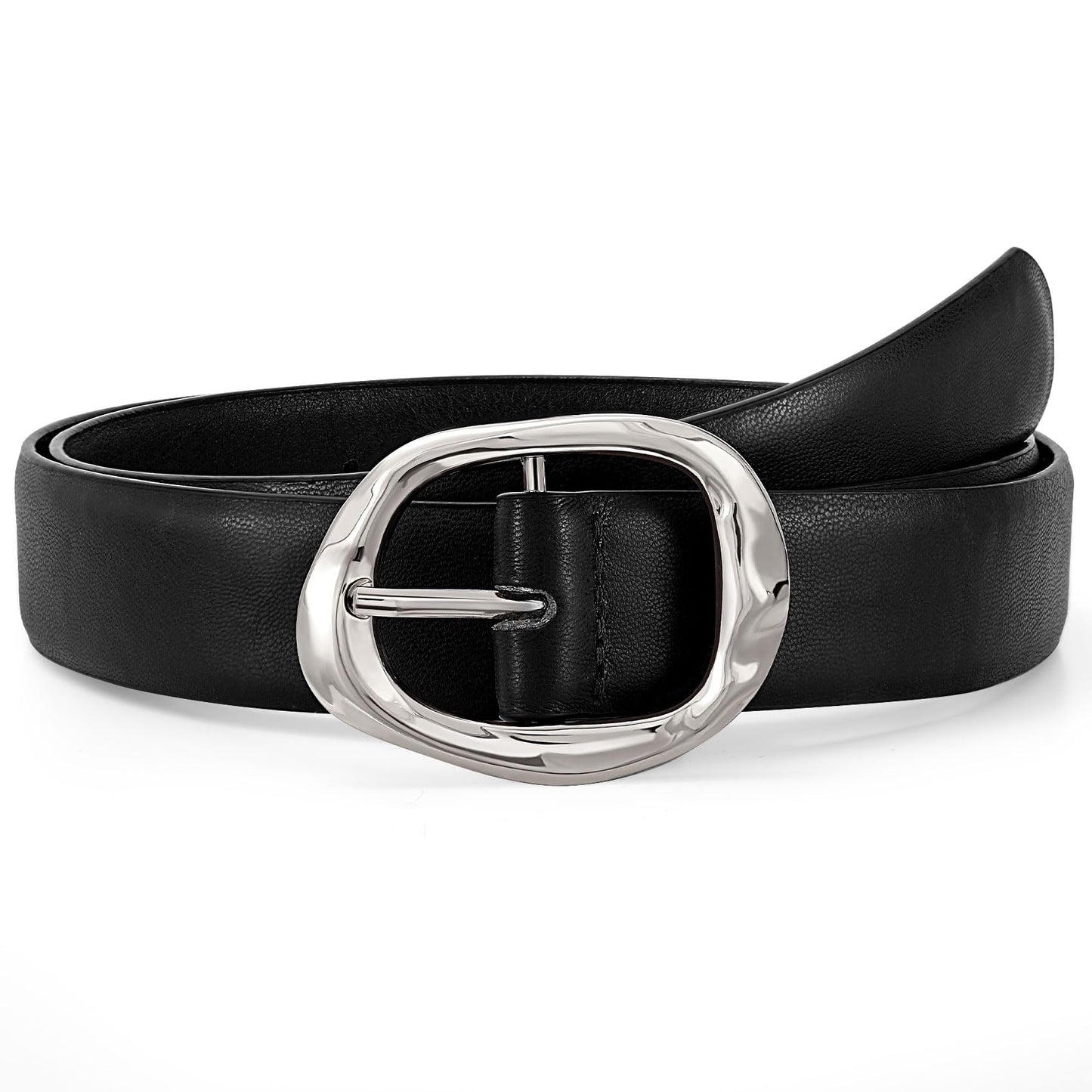 JASGOOD Women Leather Belt for Jeans Pants Ladies Casual Waist Belt Fashion Women Belt with Silver Buckle