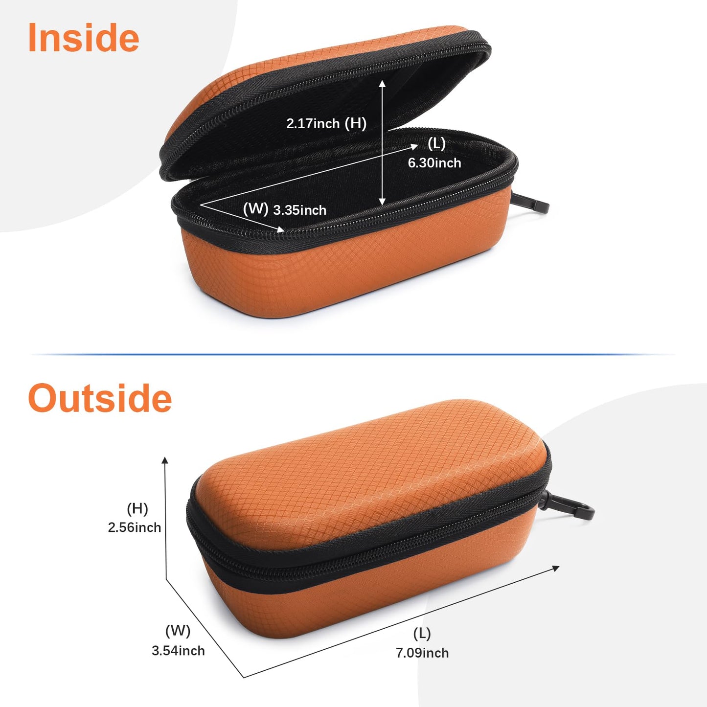 Bukere Double Eyeglasses Case with Adjustable Slots, EVA Hard-shell Travel Dual Glasses Sunglasses Organizer for Men Women (2 Slots, Orange)