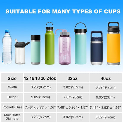 RRegeny Water Bottle Holder with Strap for Hydroflask 32oz 40oz, Carrier Sling Bag with Phone Pocket Sleeve for Men Women Hiking Camping Travelling（black24/32oz）