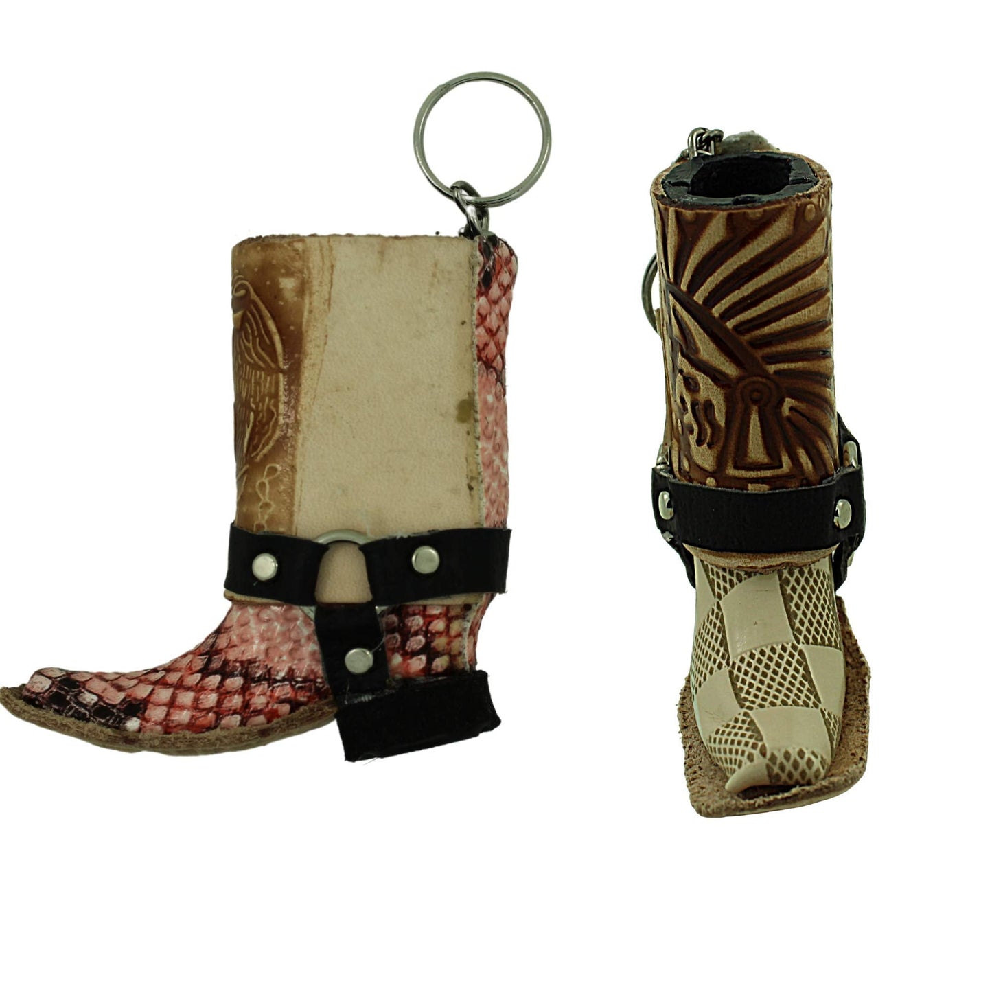 Needzo Leather Cowboy Boot Western Keychain and Lighter Holder, Color May Vary, 3 Inches