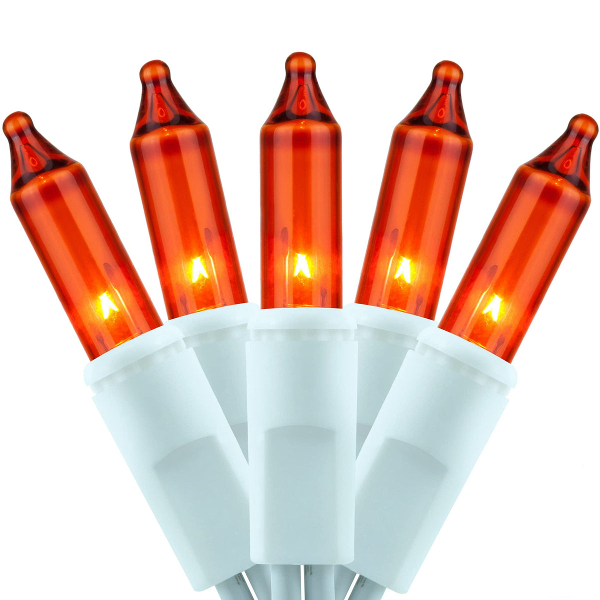 YULETIME 200 Orange Christmas String Lights, 2-Set 21 ft 100 ct White Wire