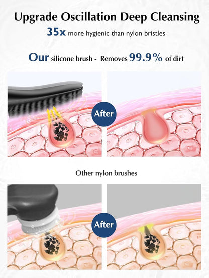 COSLUS Face Scrubber Facial Cleansing Brush: Silicone Portable Waterproof Rechargeable Face Wash Brush, 4 Cleansing Modes, Electric Face Exfoliator for Men Women Cleaning, Exfoliating, Massaging