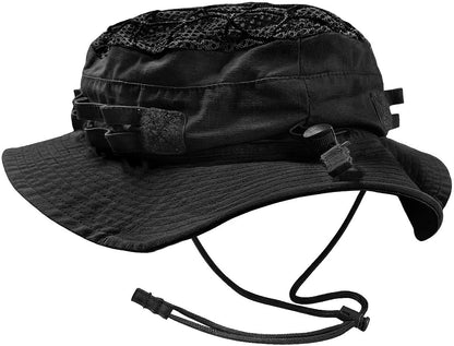 CQR Men's Tactical Boonie Hat, Breathable Packable Sun Hat for Hunting, Hiking, Fishing, Shooting, and Outdoor Activities, Sentinel Black, Small-Medium