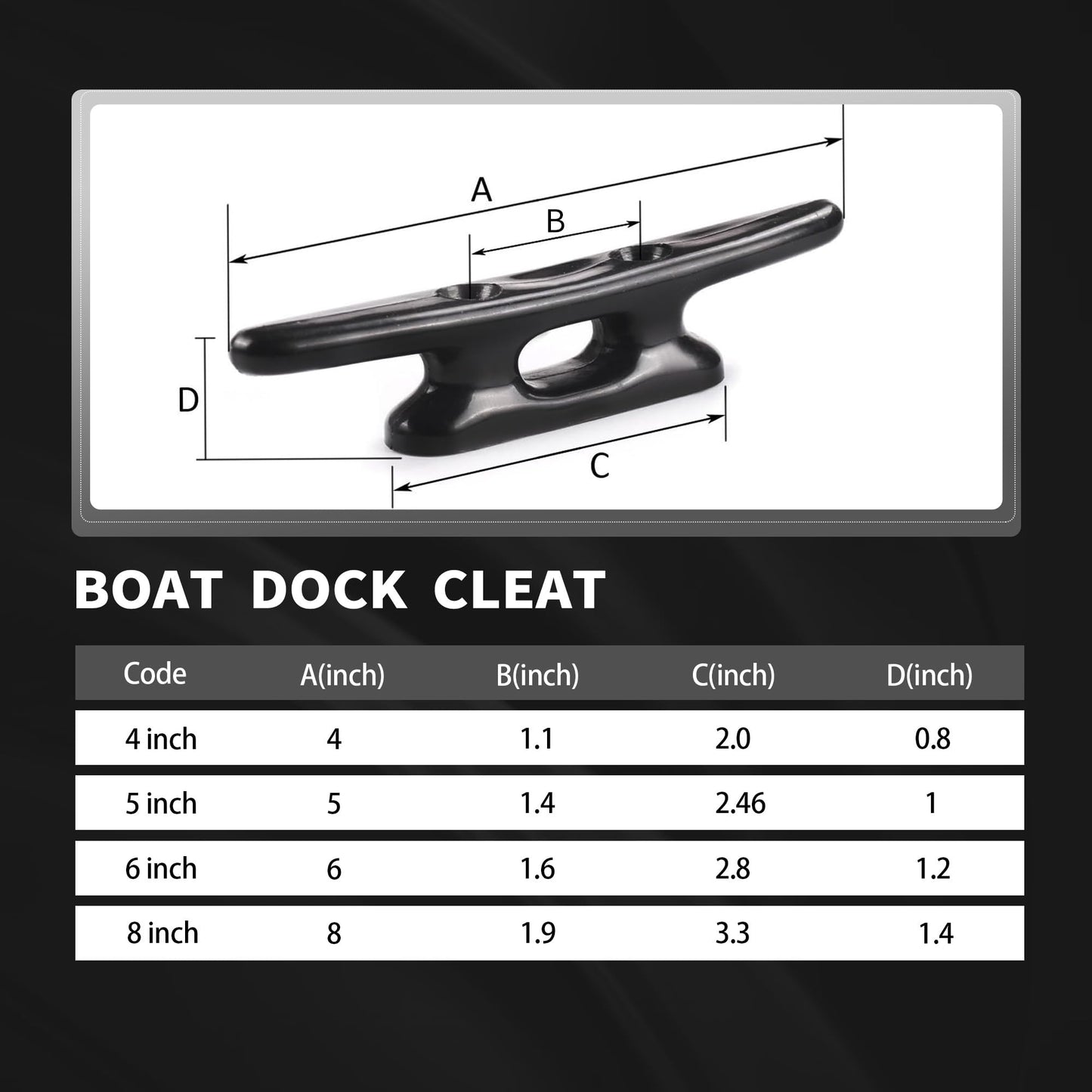 Laorde Nylon Boat Cleats Green, 4"/5"/6"/8", Marine Grade Dock Cleats for Rope, Kayak, Mooring, Canoe, Maritime Decor, Tie Down (4 inch 4 Pack)