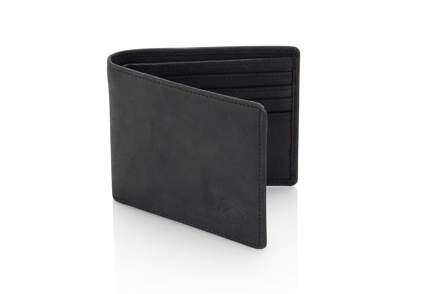 Stealth Mode Leather Bifold Wallet for Men - RFID Blocking, 11 Card Slots, Gift Box