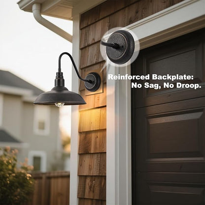 14in Outdoor Gooseneck Barn Light for Farmhouse, Bronze Exterior Wall Light Fixture for Porch, Large Outside Farmhouse Wall Sconce for Garage Patio Doorway House