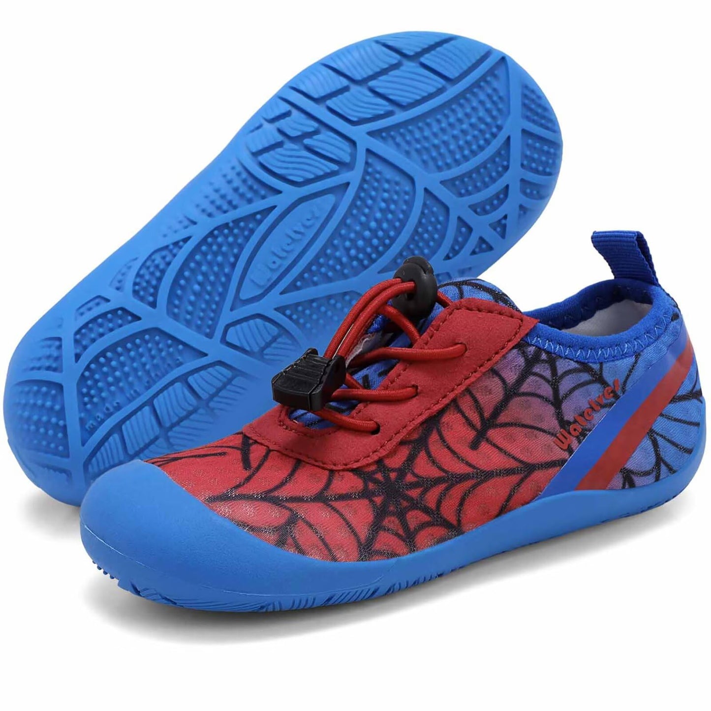 WateLves Wide Toddler Water Shoes Kids Barefoot Athletic Sneakers Girls Boys Quick Dry Aqua Socks for Beach Hiking Swim Kayak Sport Accessories, Camping Essentials (Red Blue, 32)