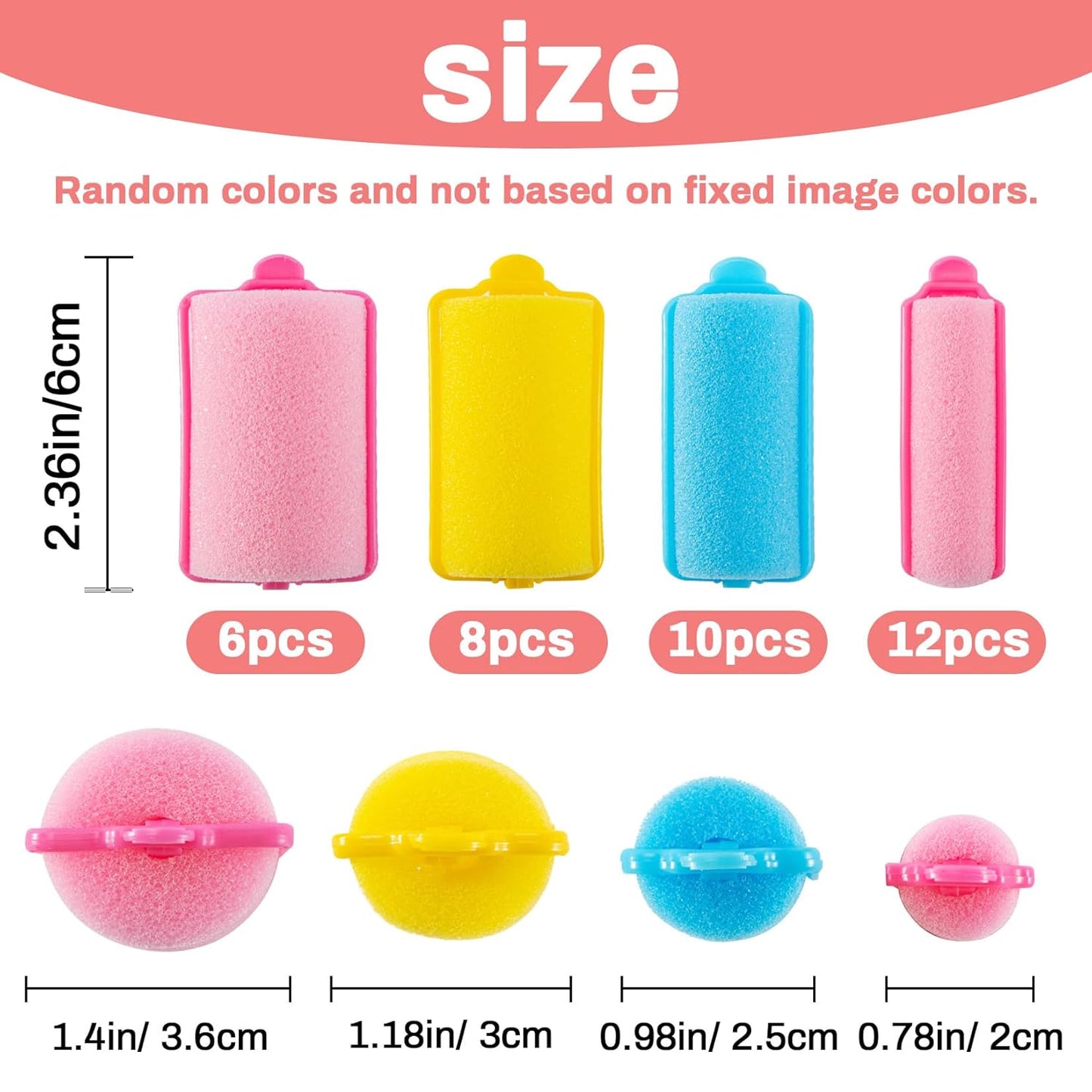 MAQIHAN 36PCS Foam Hair Rollers - Sponge Rollers for Heatless Hair Curler for Short/Long Curling Sleep rolos para cabello Jumbo Large Sponge Curlers Soft Sleeping Thin Hair Curl Overnight rulos