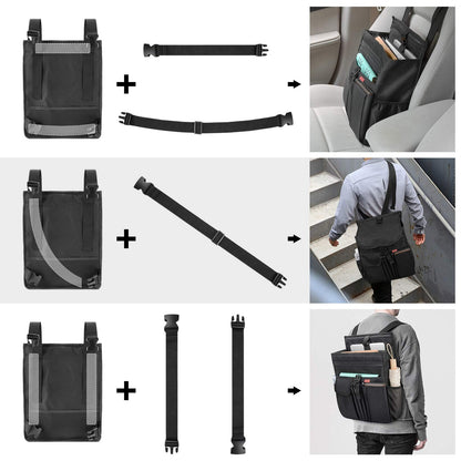 YOOFAN Car Front Seat Organizer with Laptop/Tablet Storage Pockets, Passenger Seat Organizer with Cover, Mobile Office&Car Accessories for Drivers Police Office&Work Men, Black