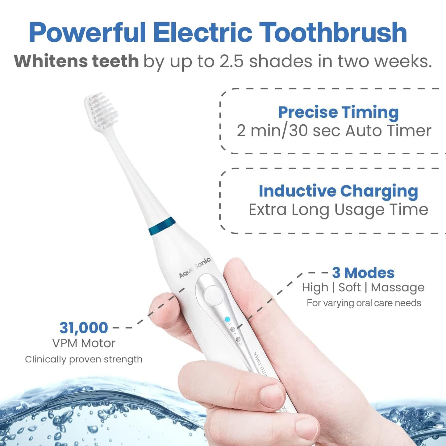 AquaSonic Home Dental Center Rechargeable Power Toothbrush & Smart Water Flosser - Complete Family Oral Care System - 10 Attachments and Tips Included - Various Modes & Timers (Black)