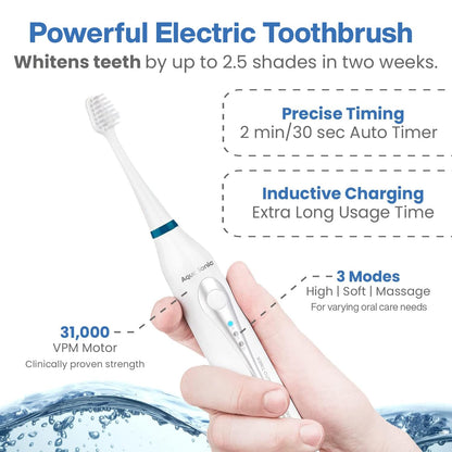 AquaSonic Home Dental Center Rechargeable Power Toothbrush & Smart Water Flosser - Complete Family Oral Care System - 10 Attachments and Tips Included - Various Modes & Timers (Black)