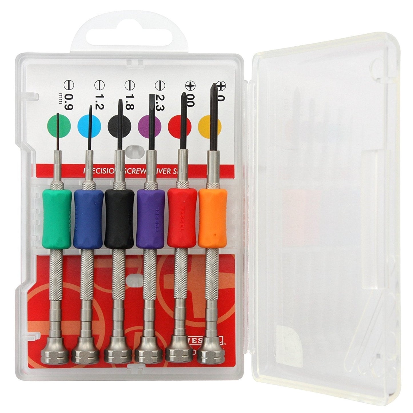 VESSEL Precision screwdriver set TD-56 / -0.9, -1.2, -1.8, -2.3, +00, +0