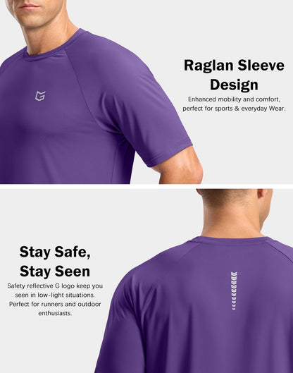 Men's Athletic Workout T-Shirts Moisture Wicking Cooling Running Shirts Short Sleeve Performance Tee for Gym Tennis(Purple,4XL)