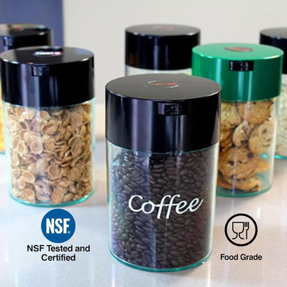 Coffeevac 1LB – Patented Airtight Container | Multi-use Vacuum Container Works as Smell Proof Containers for Ground Coffee and Coffee Bean Containers. White Floral