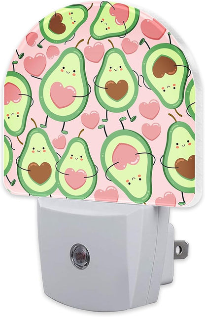 Cute Pink Avocado Night Light for Kids, Heart Shaped Avocado Night Light Plug in with Dusk to Dawn Sensor, 0.5w Energy Saving Sleep Friendly Nightlight for Hallway Stairway Kitchen Bedroom