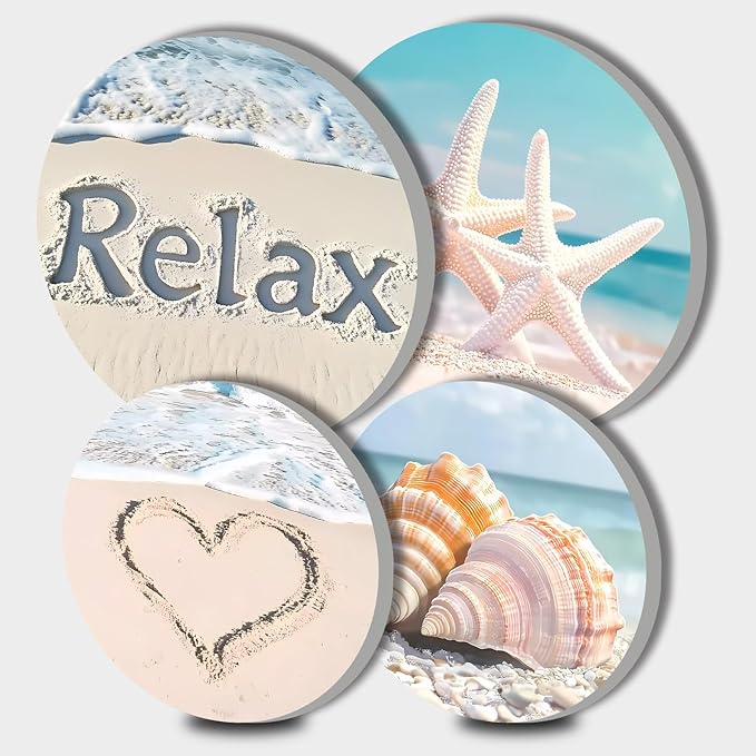 Tucocoo Beach Electric Stove Burner Covers，4 Pcs Sea Decor Round Stove Burner Cover，8 Inches and 10 Inches，Gas Stove Burner Cover,Metal Cooktop Relax Decorative Home Decor,Kitchen Decor