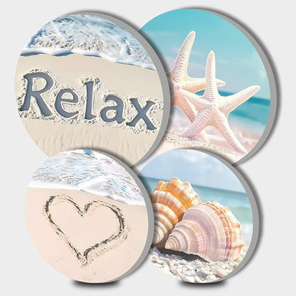 Tucocoo Beach Electric Stove Burner Covers，4 Pcs Sea Decor Round Stove Burner Cover，8 Inches and 10 Inches，Gas Stove Burner Cover,Metal Cooktop Relax Decorative Home Decor,Kitchen Decor