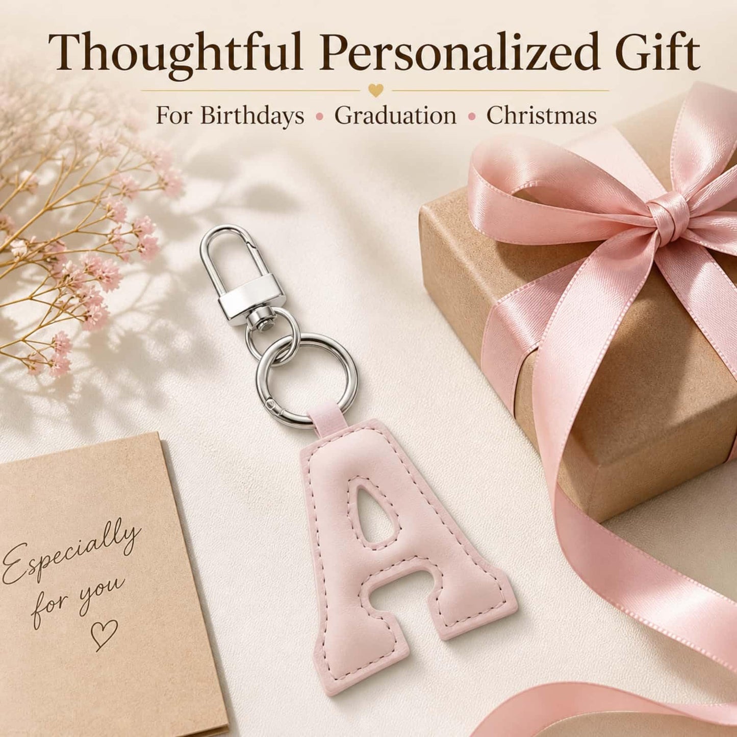 PYNASA Stainless Steel Initial Leather A-Z Charm Keychain for Women Men,Cute Initial Letter Pendant Purse Charm Key Chain Jewelry Accessories Gifts (A)