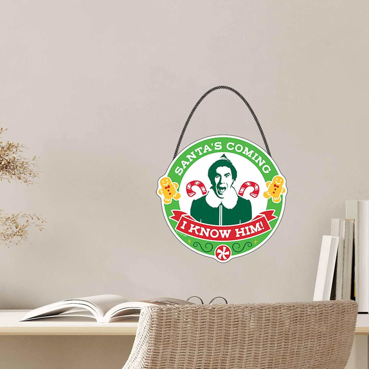 Elf Movie Santa's Coming I Know Him Hanging Wood Wall Decor - Funny Buddy the Elf Christmas Decoration for Home