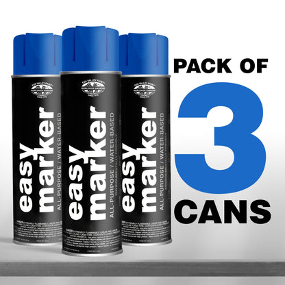 Fox Valley Easy Marker Inverted Marking Spray Paint, Blue APWA - 18 oz (Pack of 3), Upside Down Marking Paint for Grass & Tree Marking, Parking Lot, Quick Drying & Durable