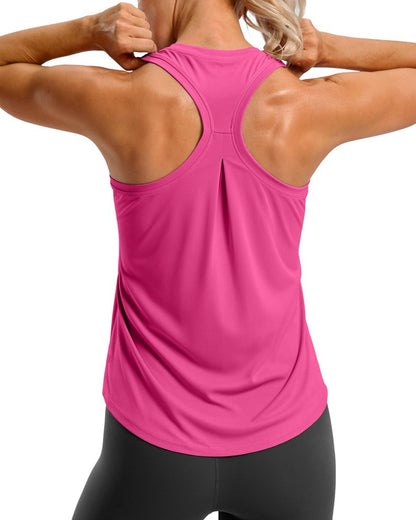 G Gradual Women's Workout Tank Tops Racerback Athletic Yoga Tops Loose Fit Sleeveless Running Gym Sports Shirts for Women(Magenta,XXL)